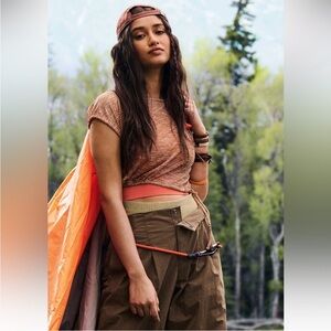 NWOT Free People Movement Tied And True Tee In Neutral Combo Size Small